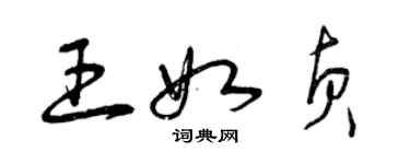 曾慶福王如貞草書個性簽名怎么寫