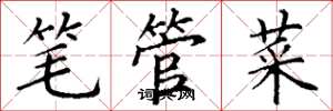 丁謙筆管菜楷書怎么寫