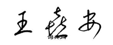 梁錦英王喜安草書個性簽名怎么寫