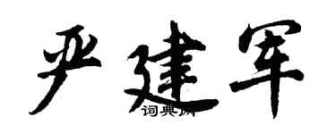 胡問遂嚴建軍行書個性簽名怎么寫