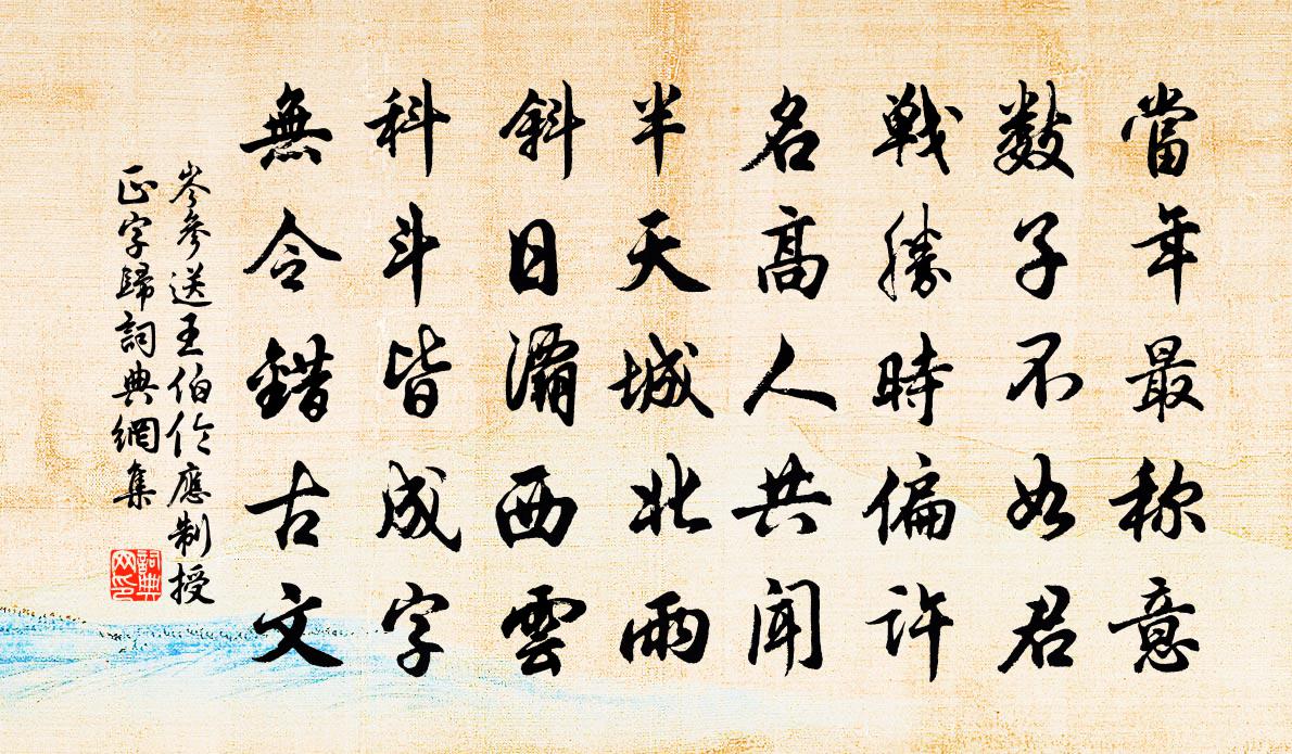 岑參送王伯倫應制授正字歸書法作品欣賞