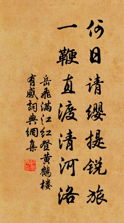 岳飛何日請纓提銳旅,一鞭直渡清河洛。書法作品欣賞