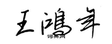 王正良王鴻年行書個性簽名怎么寫