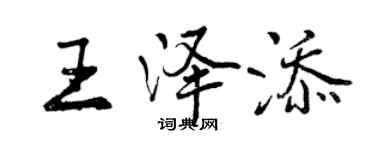 曾慶福王澤添行書個性簽名怎么寫