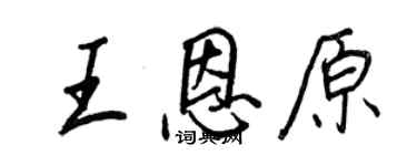 王正良王恩原行書個性簽名怎么寫