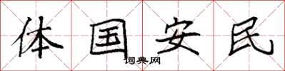 袁強體國安民楷書怎么寫
