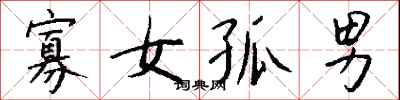 錢沛雲寡女孤男行書怎么寫