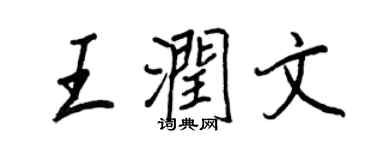 王正良王潤文行書個性簽名怎么寫