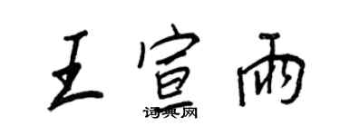 王正良王宣雨行書個性簽名怎么寫