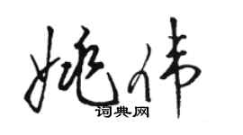駱恆光姚偉草書個性簽名怎么寫