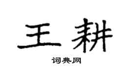 袁強王耕楷書個性簽名怎么寫