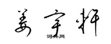 梁錦英姜宇軒草書個性簽名怎么寫