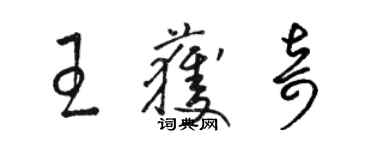 駱恆光王獲奇草書個性簽名怎么寫