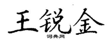 丁謙王銳金楷書個性簽名怎么寫
