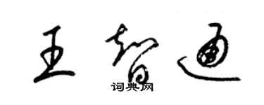 梁錦英王智通草書個性簽名怎么寫