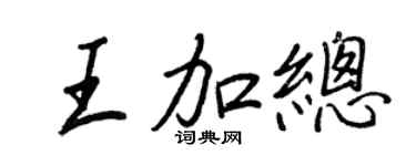 王正良王加總行書個性簽名怎么寫