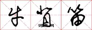 朱錫榮牛背笛草書怎么寫