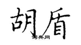 丁謙胡盾楷書個性簽名怎么寫