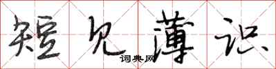 段相林短見薄識行書怎么寫
