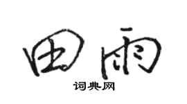駱恆光田雨行書個性簽名怎么寫