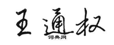 駱恆光王通權行書個性簽名怎么寫