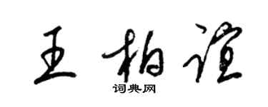 梁錦英王柏誼草書個性簽名怎么寫