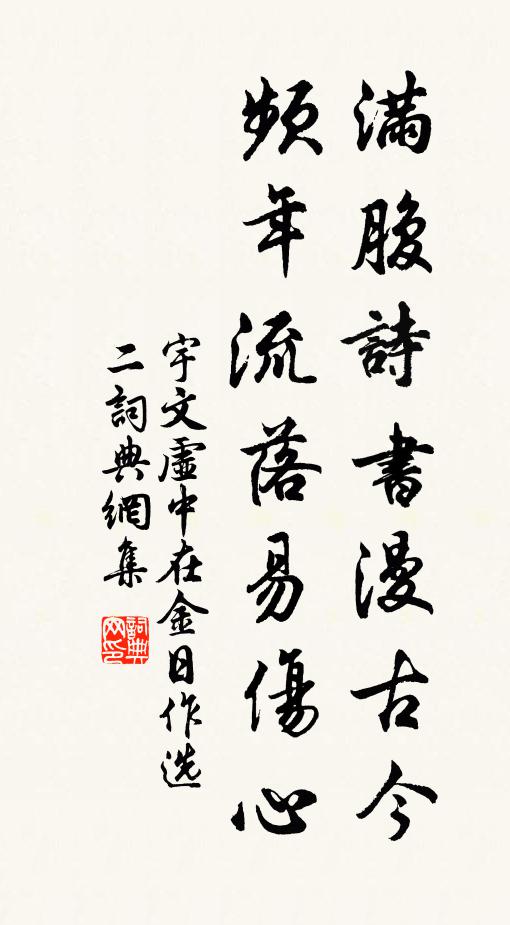 宇文虛中滿腹詩書漫古今,頻年流落易傷心。書法作品欣賞