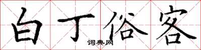 丁謙白丁俗客楷書怎么寫