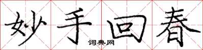 龐中華妙手回春楷書怎么寫