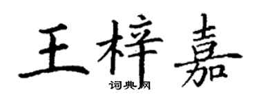 丁謙王梓嘉楷書個性簽名怎么寫