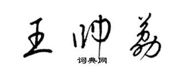 梁錦英王帥荔草書個性簽名怎么寫