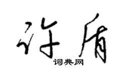 梁錦英許盾草書個性簽名怎么寫