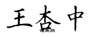 丁謙王杏中楷書個性簽名怎么寫