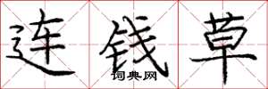 龐中華連錢草楷書怎么寫