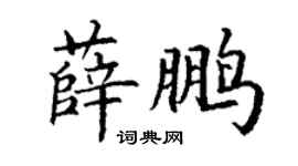 丁謙薛鵬楷書個性簽名怎么寫