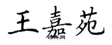 丁謙王嘉苑楷書個性簽名怎么寫