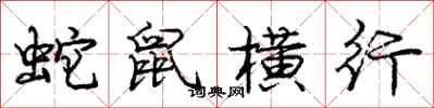 龐中華蛇鼠橫行行書怎么寫