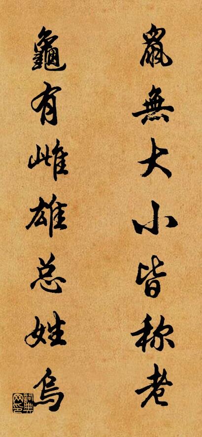 鼠無大小皆稱老； 龜有雌雄總姓烏。怎么寫好看