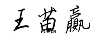 王正良王苗贏行書個性簽名怎么寫