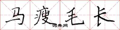 侯登峰馬瘦毛長楷書怎么寫