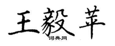 丁謙王毅苹楷書個性簽名怎么寫