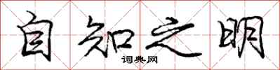 龐中華自知之明行書怎么寫