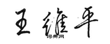 駱恆光王維平行書個性簽名怎么寫