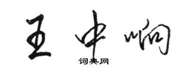 駱恆光王中響行書個性簽名怎么寫