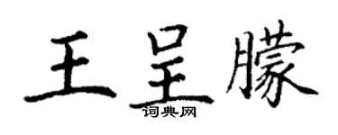 丁謙王呈朦楷書個性簽名怎么寫