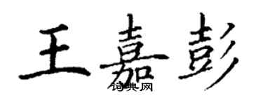 丁謙王嘉彭楷書個性簽名怎么寫