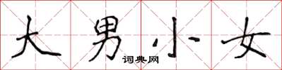 侯登峰大男小女楷書怎么寫