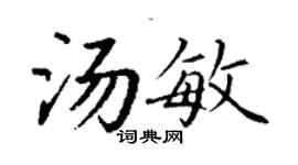 丁謙湯敏楷書個性簽名怎么寫