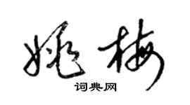 梁錦英姚梅草書個性簽名怎么寫