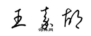 梁錦英王嘉胡草書個性簽名怎么寫